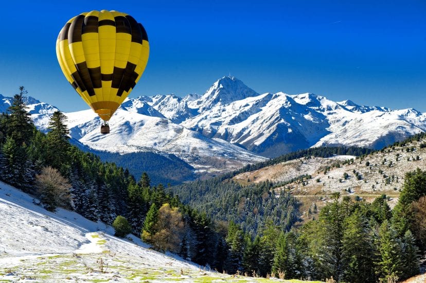 black and yellow hot air balloon